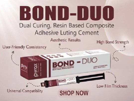 Pyrax Dental DUAL BOND DUAL CURE RESIN Strong Bonding Resin Cement 11gm Syringe