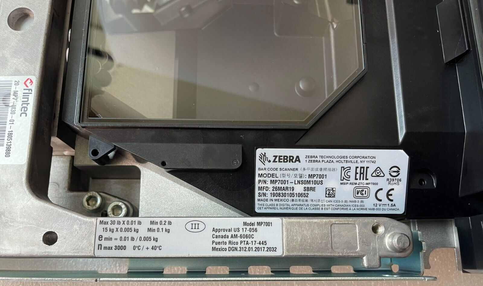 Zebra MP7001-LNS0M10US Grocery Store Scanner Scale Checkout *NEW* MP7000 MP6200