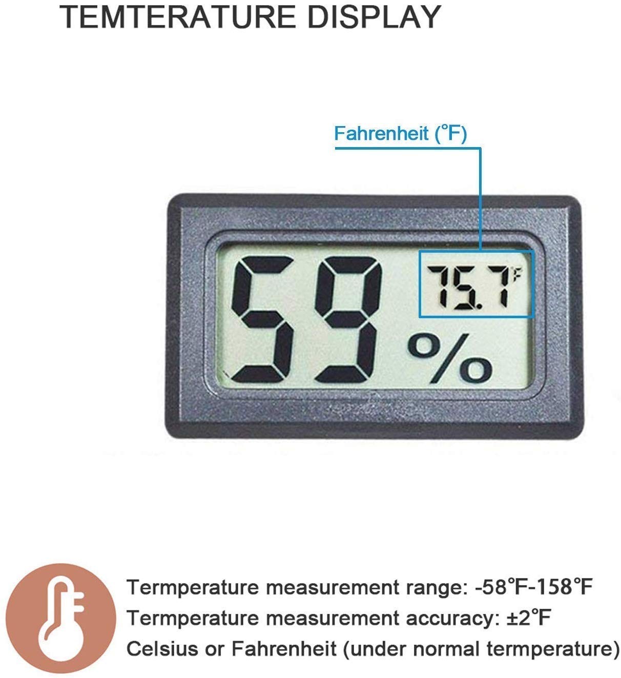 4-Pack Mini Digital Temperature Humidity Meters Gauge Indoor Black