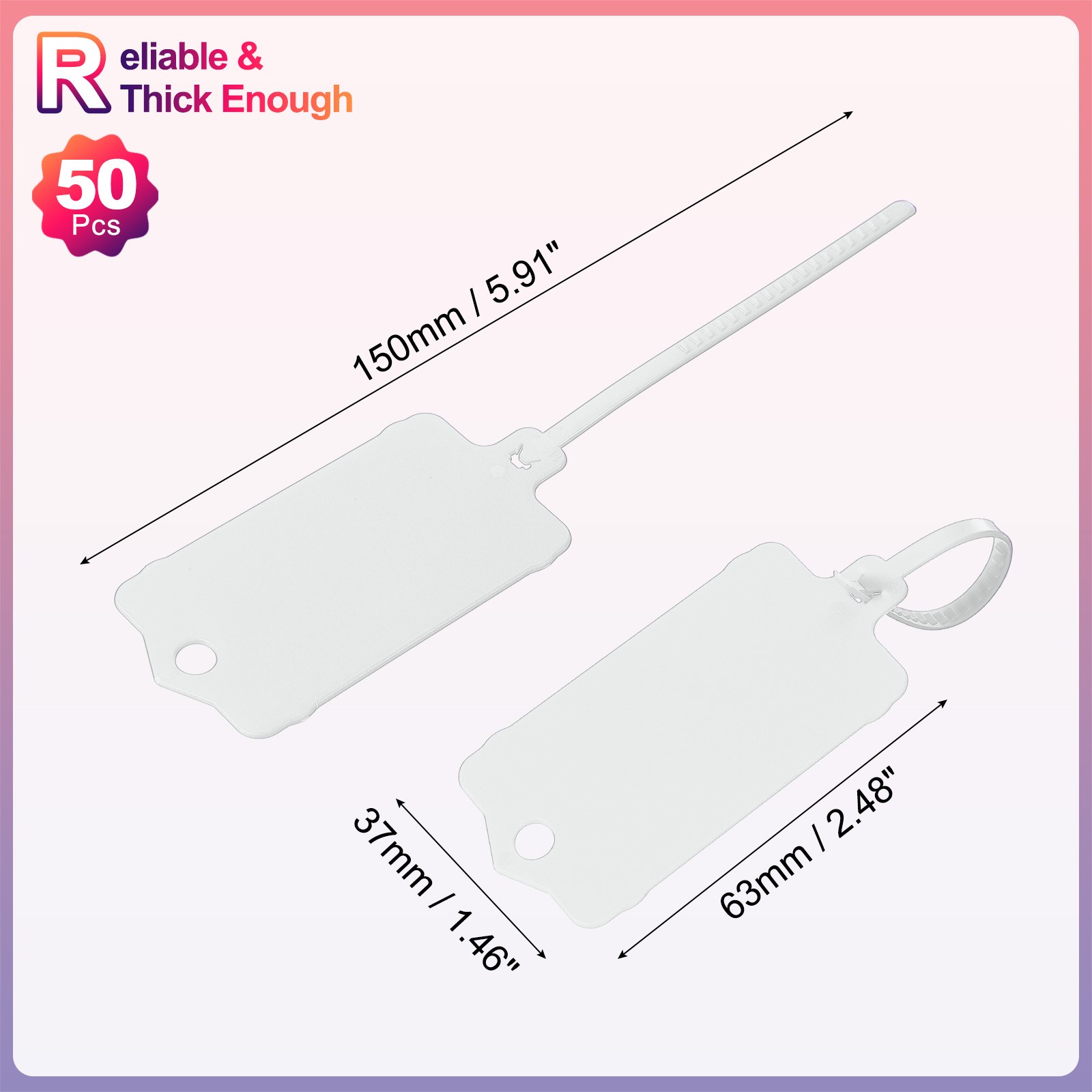 50 Pcs Blank Waterproof Plastic Tags, Label Shipping Tag, White 2.48″x1.46″