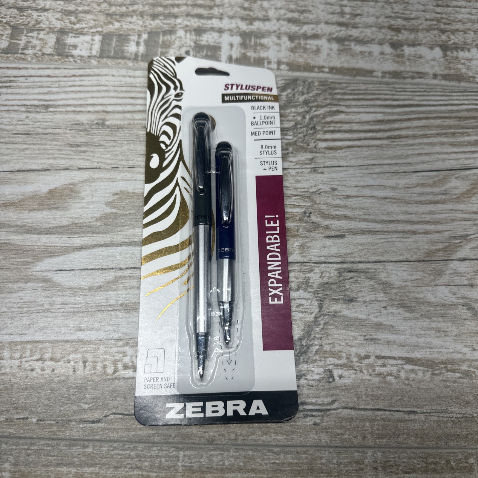 Zebra 33602 Medium 1 mm Telescopic Ballpoint Pen/Stylus – Black Ink (2/PK) New