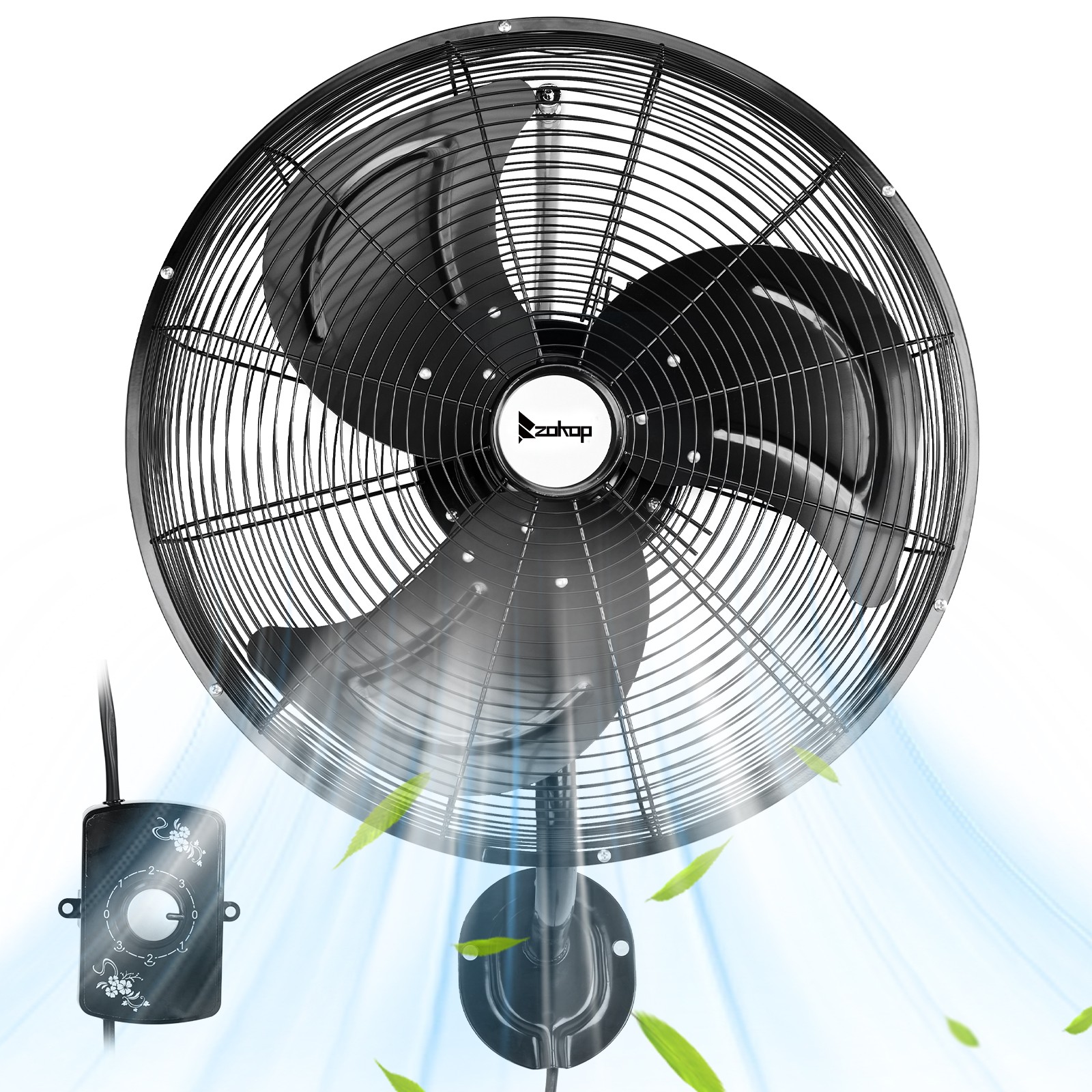 18» Industrial Wall Mount Fan Oscillating, 3-Speeds High Velocity Max. 4592 CFM