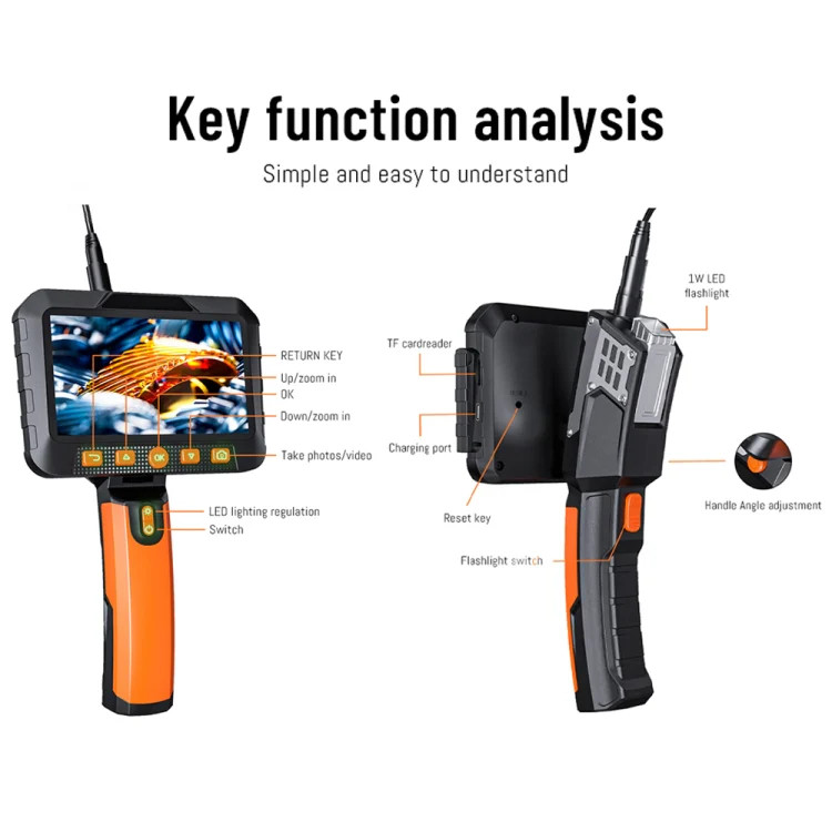 T27 5 inch IPS Color Screen 8mm Single Camera Handheld Hard Cable HD Industrial