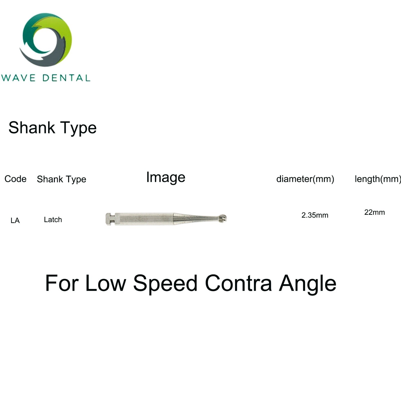 US WAVE Dental Burs Round Latch RA 2.35mm COXO Low Speed Contra Angle Handpiece