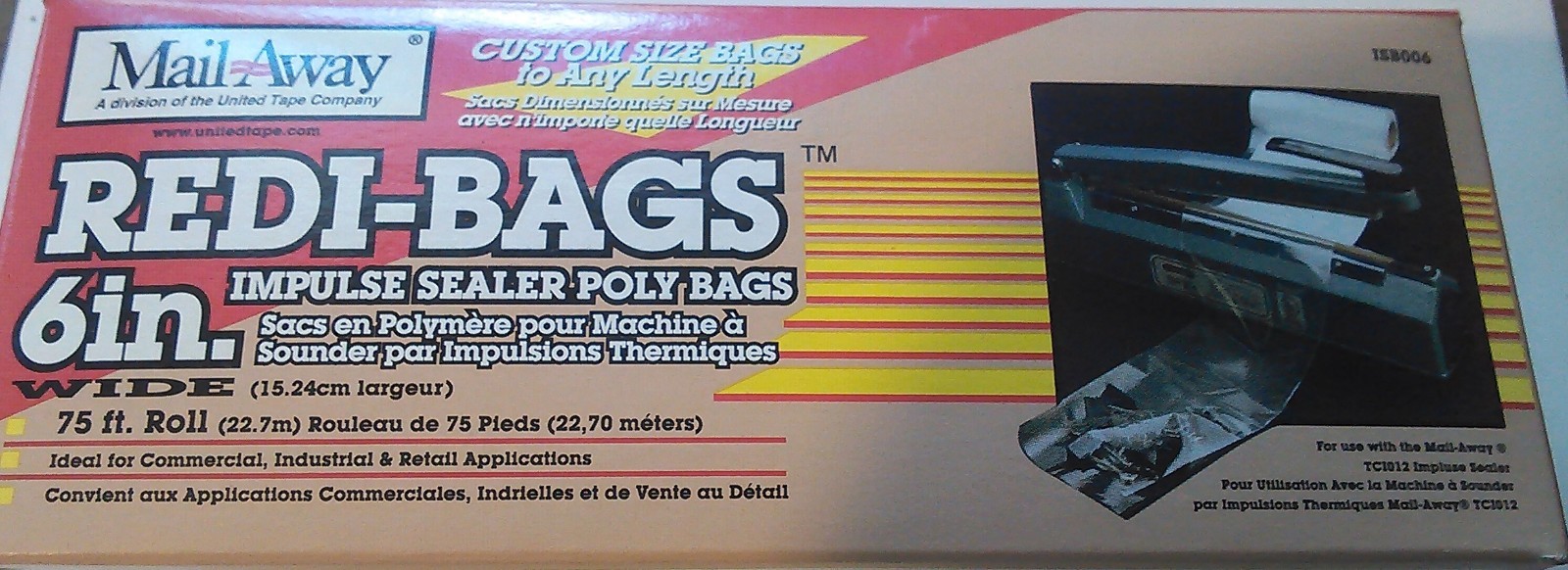 6 Inch x 75 feet Poly Bag roll for Impulse Sealer with core bags