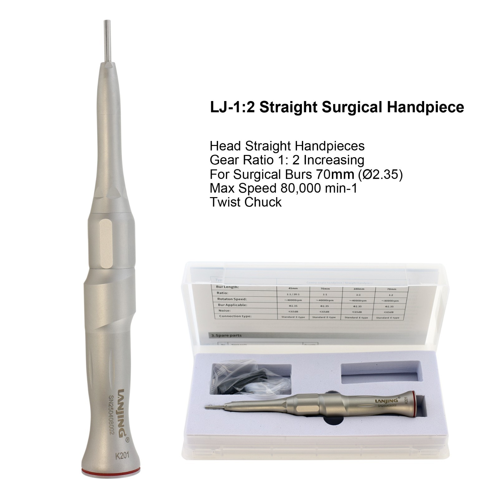 Dental Surgical Handpiece 20:1 32:1 Implant Contra Angle 1:2 Straight 20° Angle