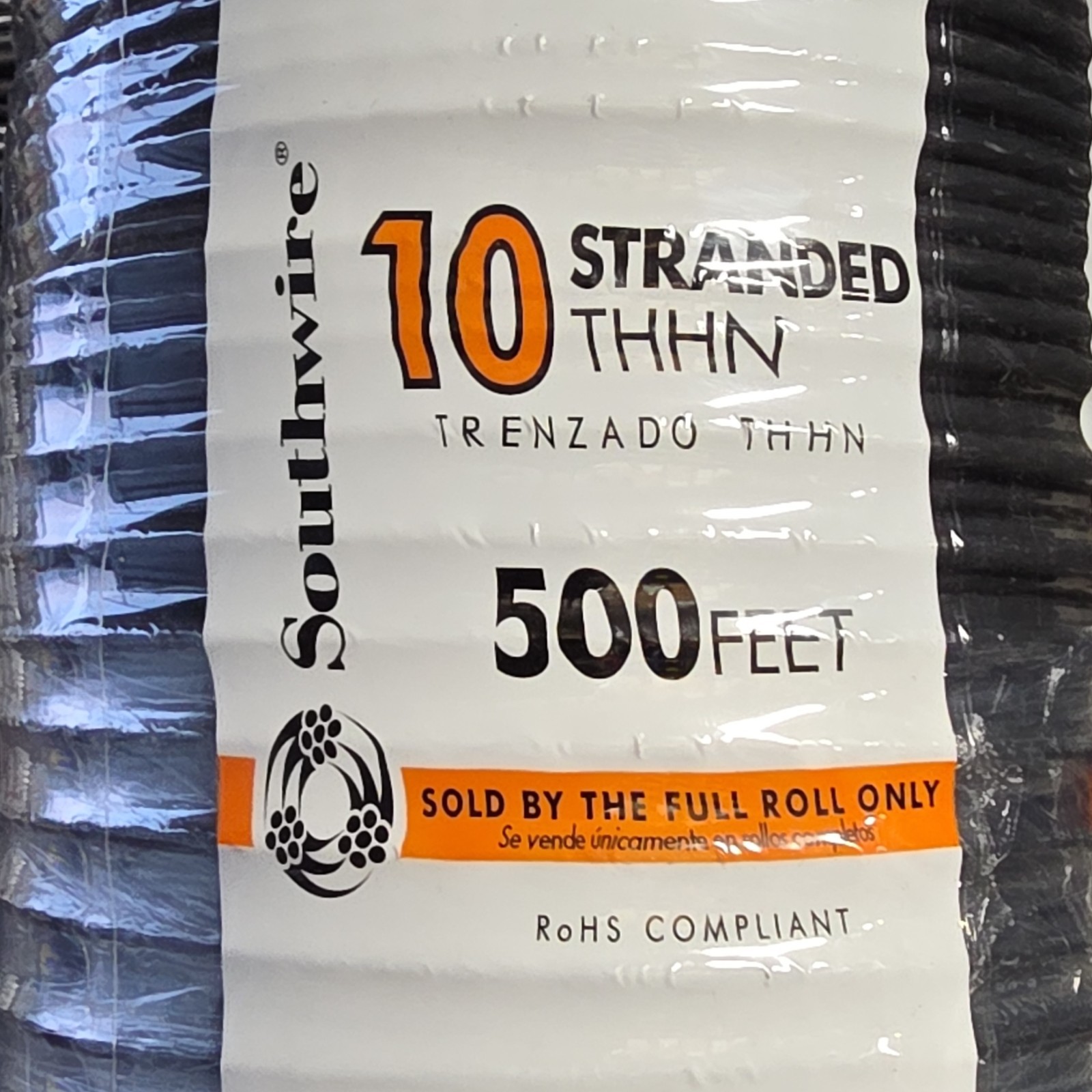 Southwire 10 AWG Stranded THHN Copper Wire Black 500 ft Roll 600V