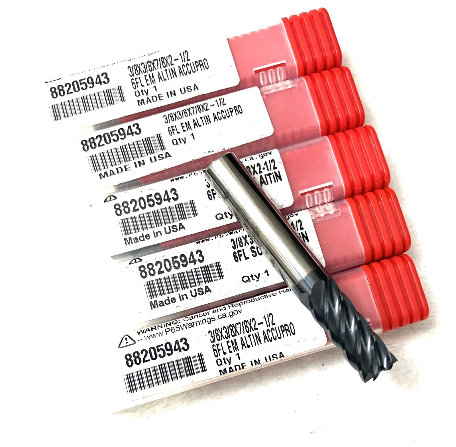 10PC Accupro 88205943 3/8″ 6FL Square End Mill Solid Carbide AlTiN NEW
