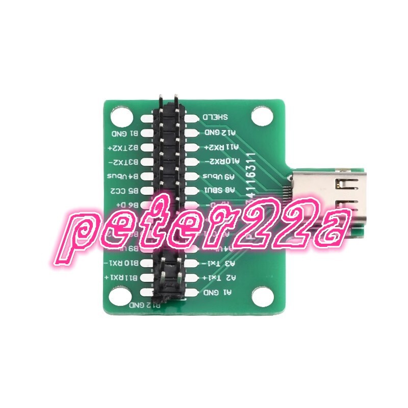 1PCS TYPE-C Test board USB3.124P Female base 40 Mω double-row straight pins #YT