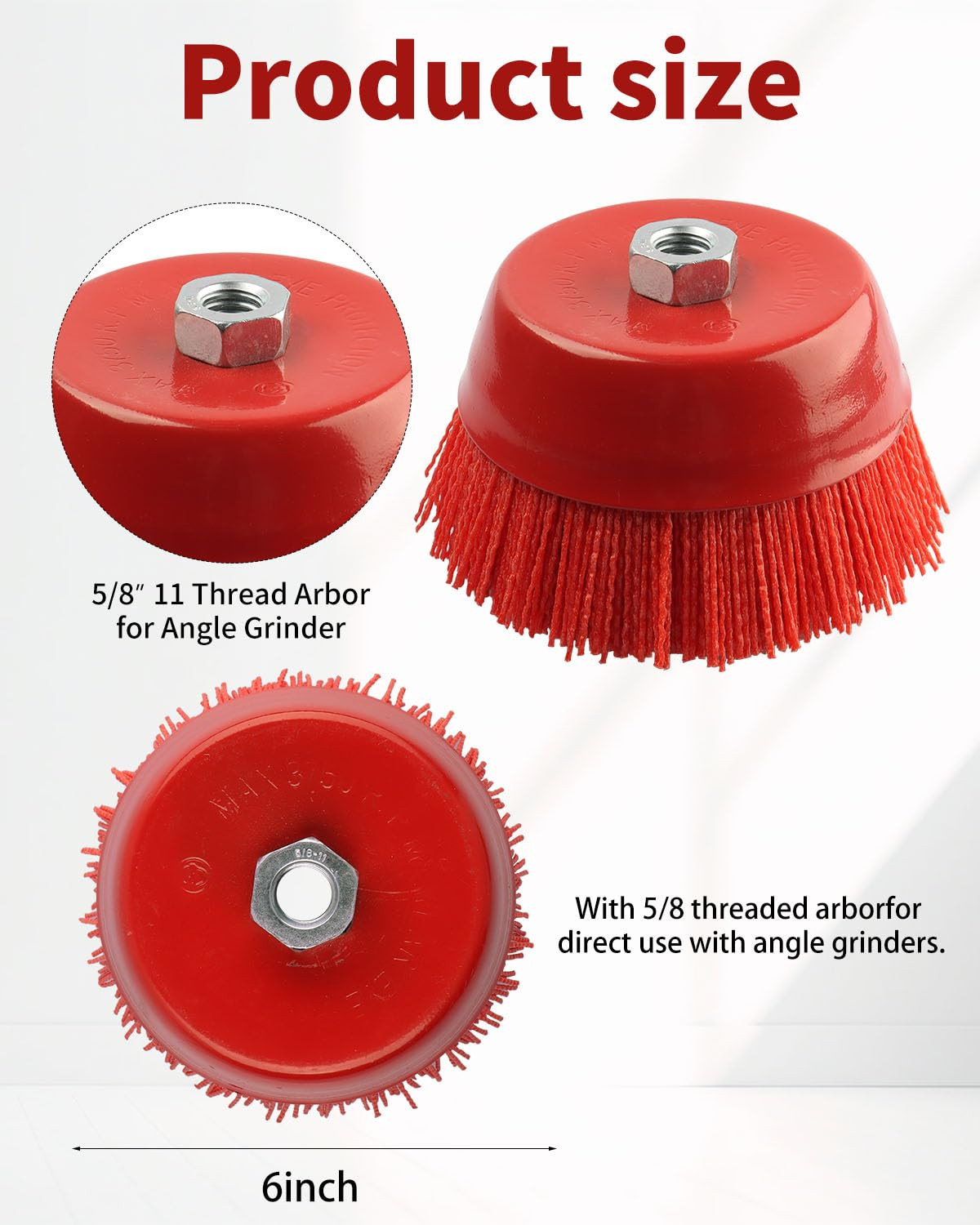 6 Inch Abrasive Nylon Cup Brush for Angle Grinder, ZORUNNA Wire Wheel for Angle