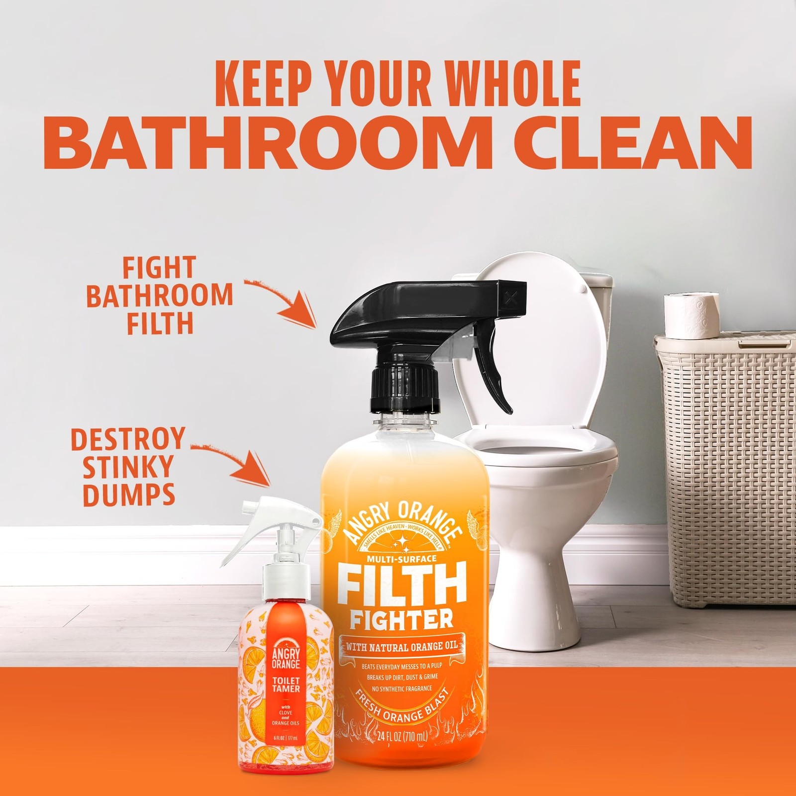 ANGRY ORANGE Toilet Tamer Bathroom Spray – Citrus Orange Spice – 6 oz