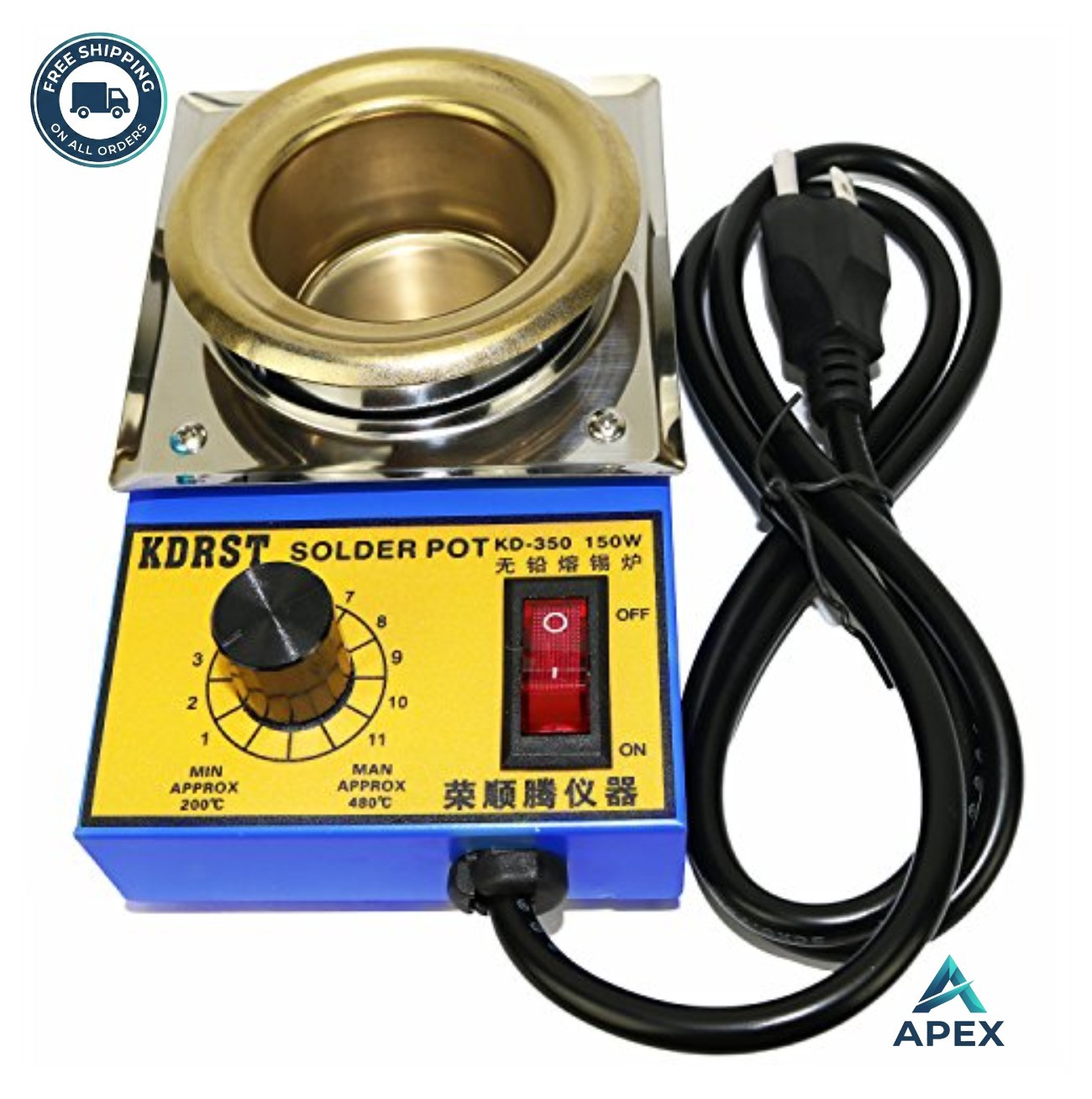 Solder Pot 50mm 500g Capacity 110V 150W Stepless Adjustable Temperature 200-480C