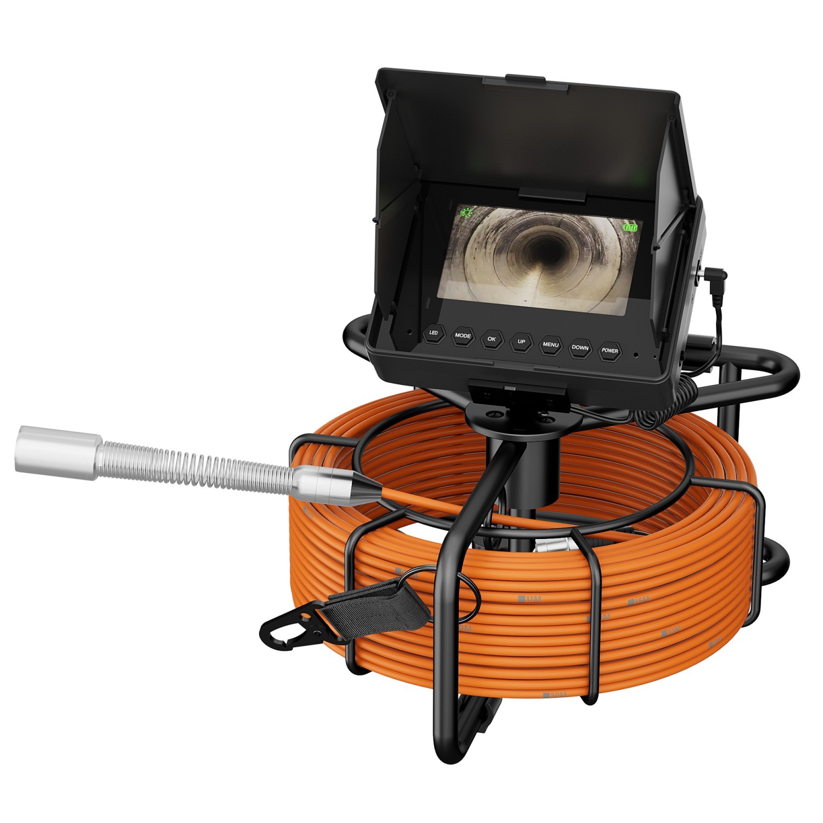 30M Sewer Pipe Inspection Camera, DVR Pipeline Industrial Endoscope 4.3″in IP68