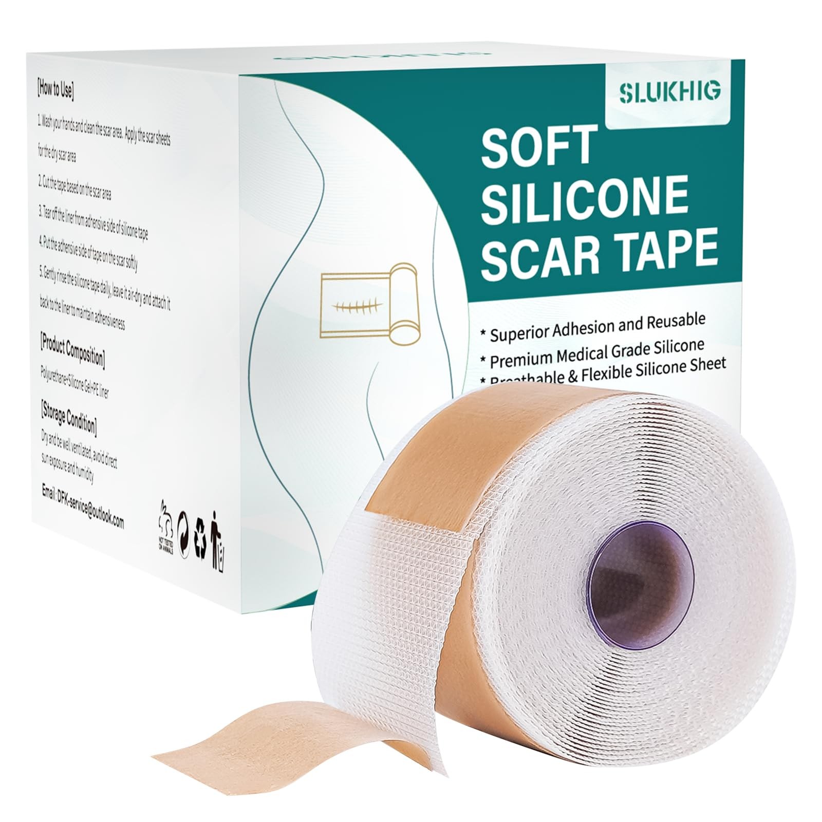 Silicone Scar Sheets (1.6″x 158″ Roll-4M), Medical Grade 1.6″×158″, no