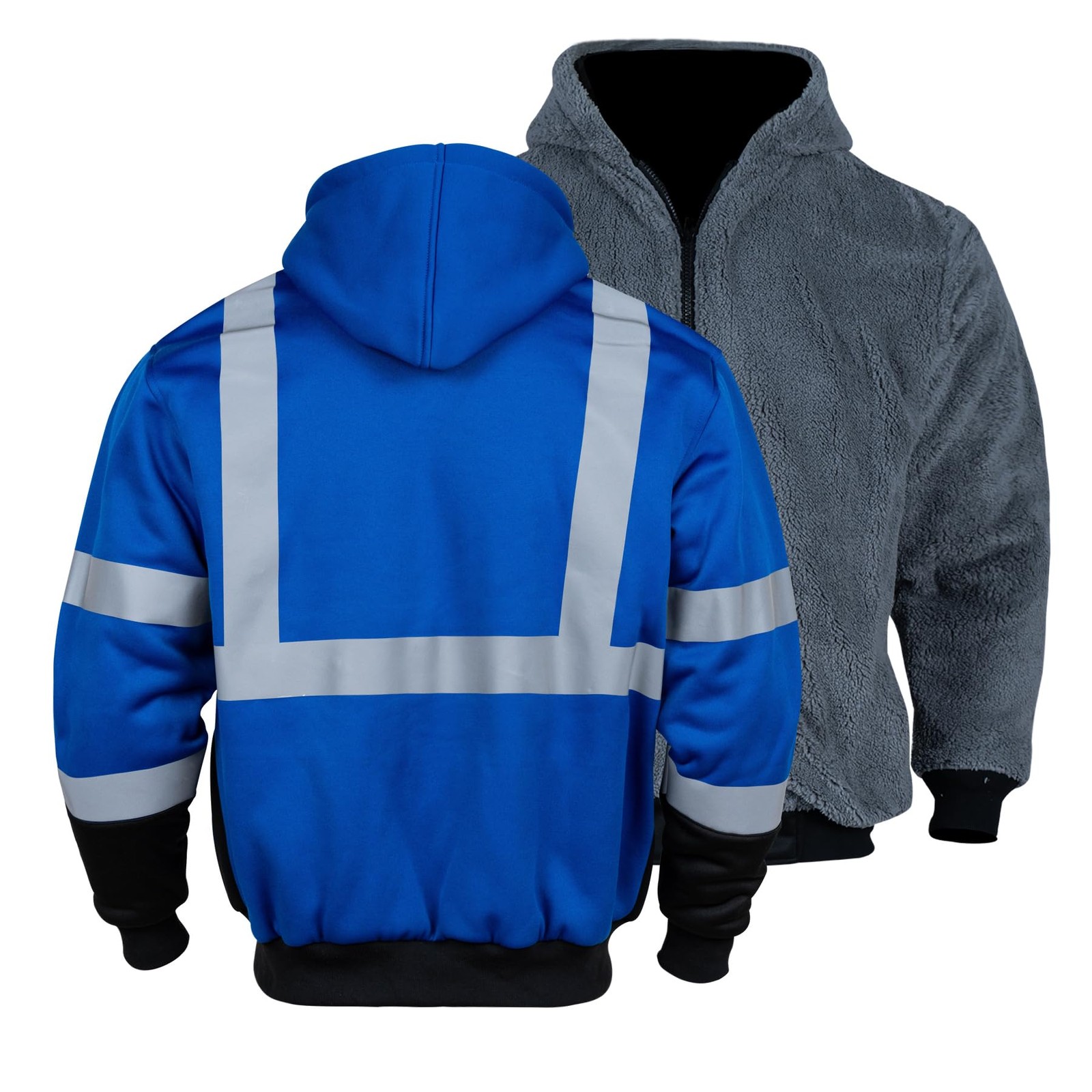 FONIRRA Men’s Hi Vis Hoodie Reflective ANSI Class 3 Wool Fleece Safety Sweats…
