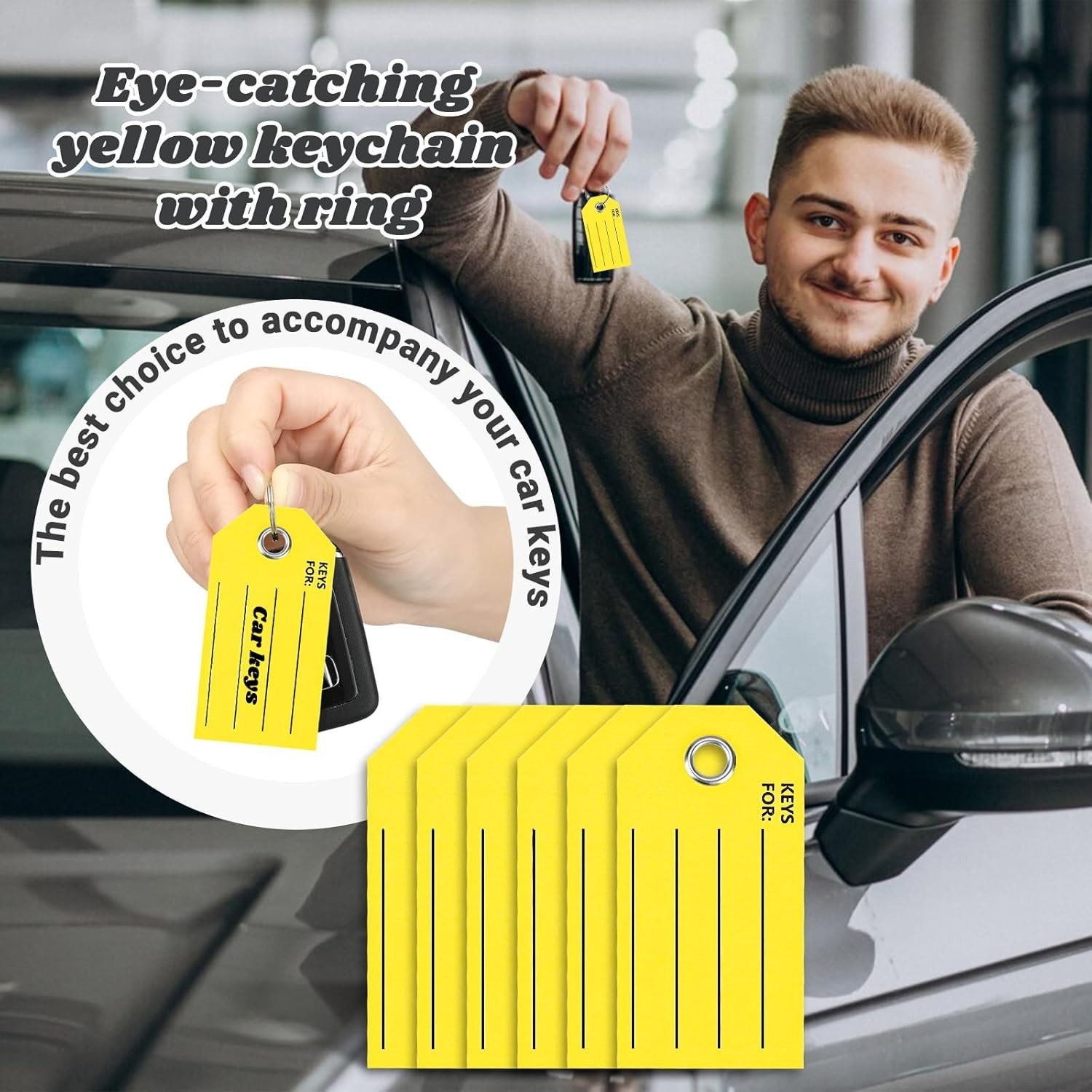 Yellow Key Tags with Labels and Rings: 1.38 X 2.76 Inches,