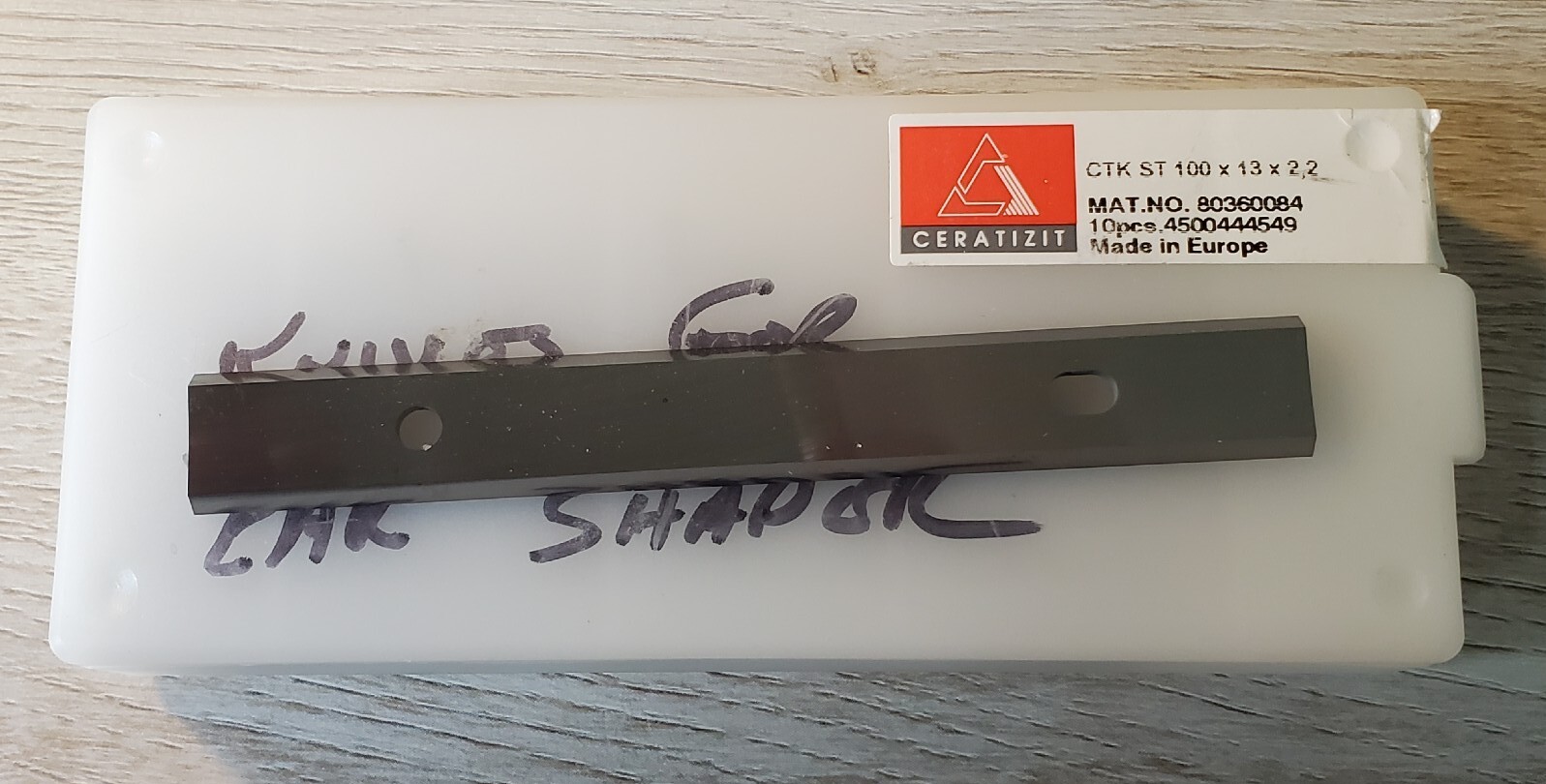 CERATIZIT CARBIDE INSERT KNIFE CTK ST 50.0X13.0X2.2 – BOX OF 10 KCR08, 80360084