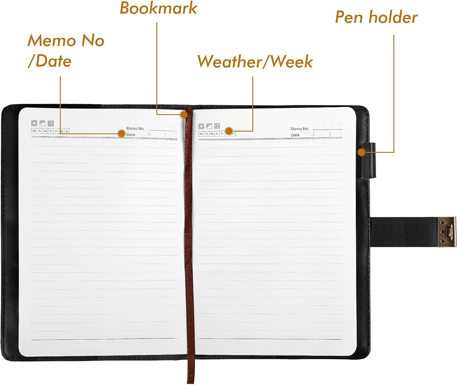Black Journal with Lock, Refillable Faux Leather Lock Diary Notebooks Planner Or
