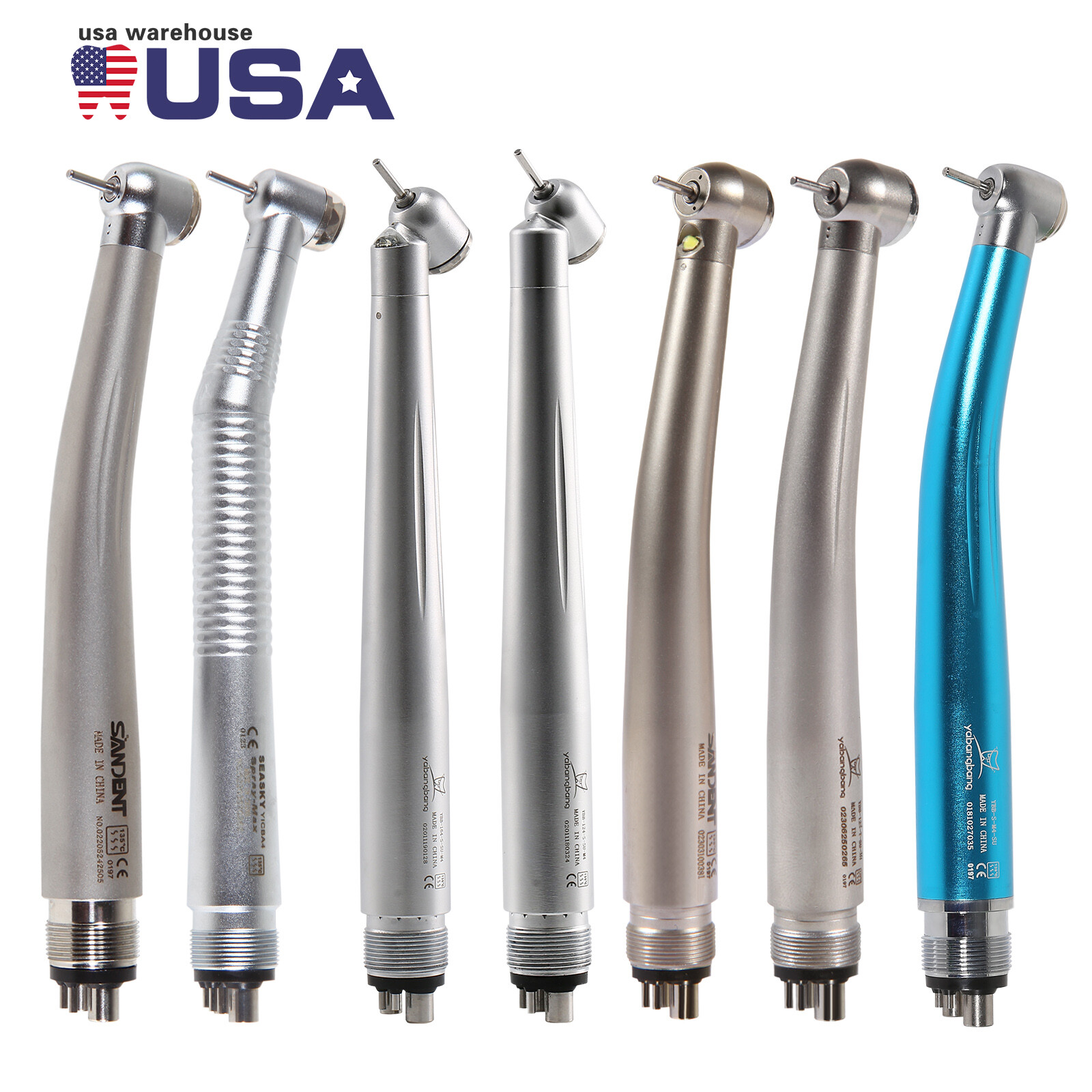 Dental (LED) High Speed Handpiece (45° Degree) 4HOLES/ NO-LED Turbine Colorful