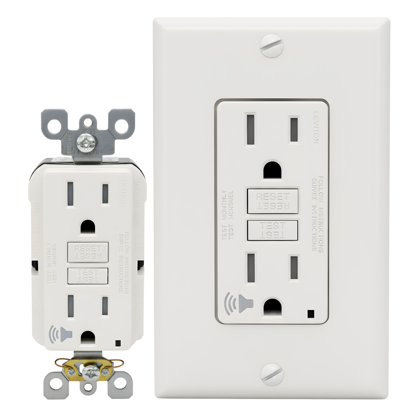 Leviton GFTA1-W 15A Audible GFCI Receptacle White Tamper Resistant