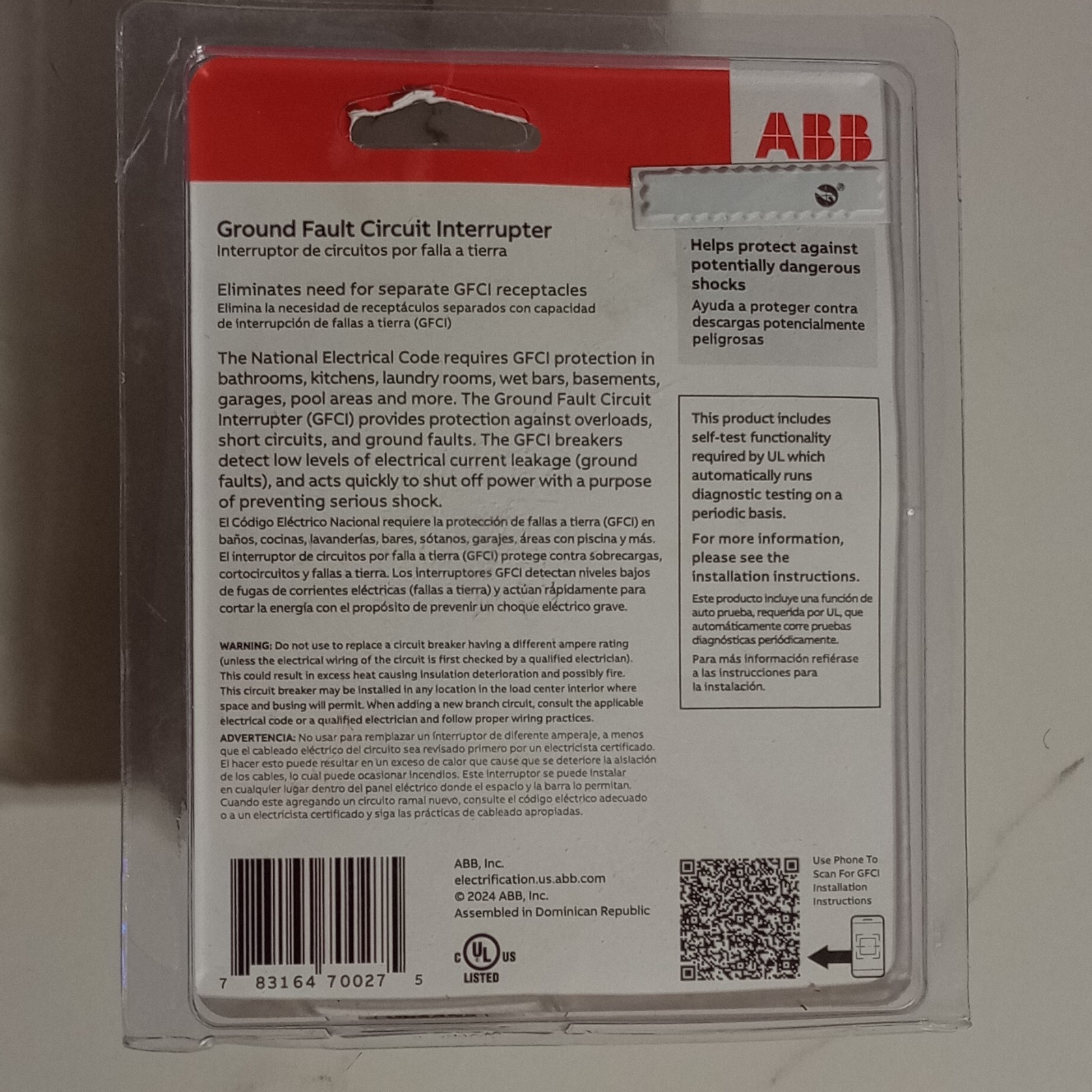 ABB ReliaHome 50A 2-Pole 120/240V GFCI Self-Test Pigtail THQL2150GFT2A