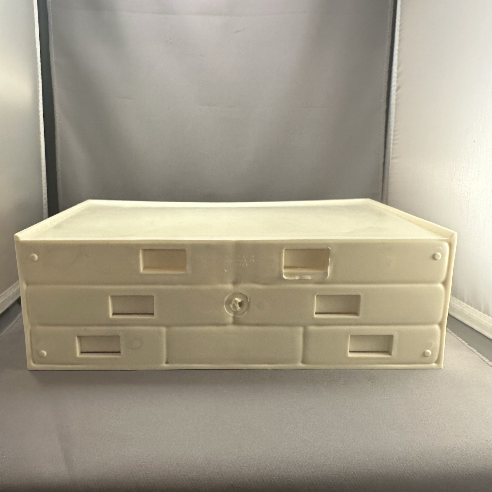 Vintage MCM Action Ind Weave Plastic Beige Desk Organizer For Pens Mail Etc