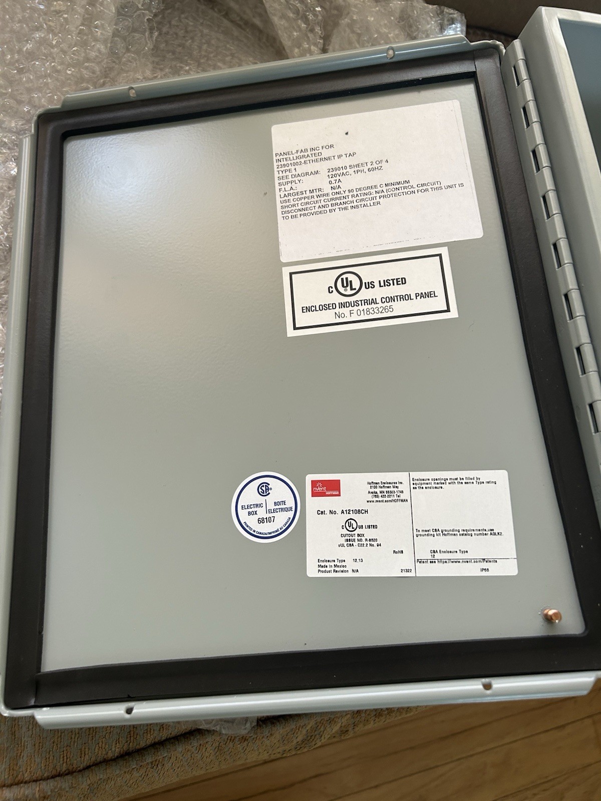 New Hoffman A12108CH Electrical Enclosure