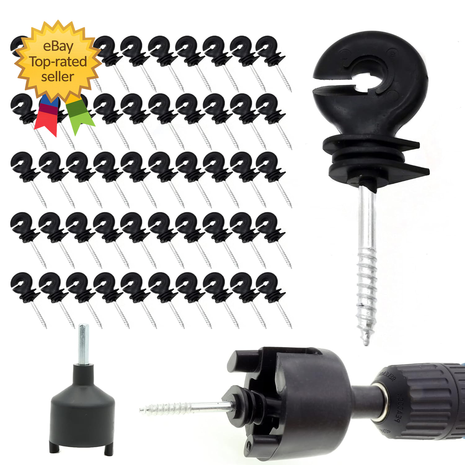 120 Pcs Electric Fence Insulator Screw In Insulator Fence Ring Post Wood Post In