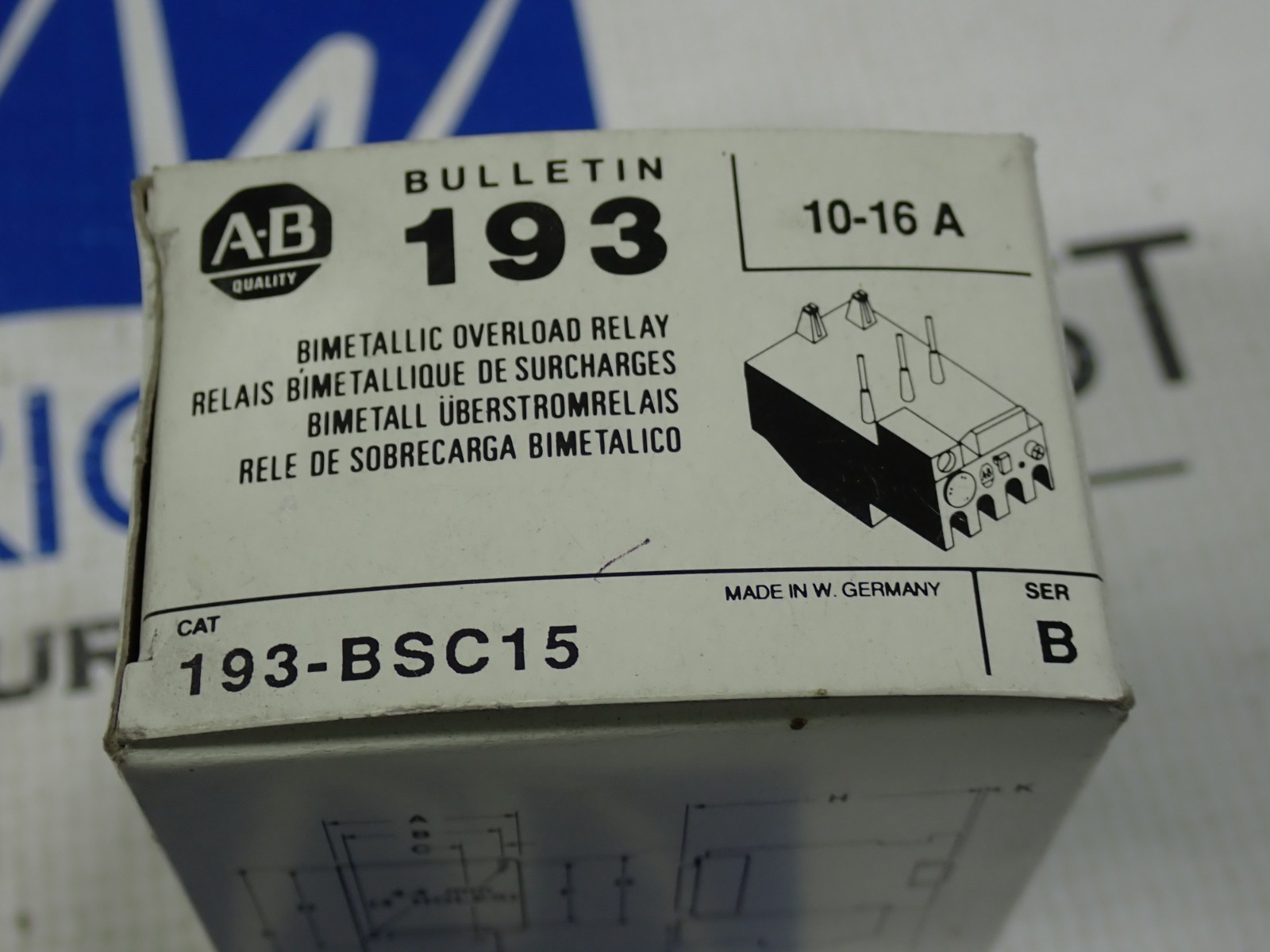 New Allen Bradley 193-BSC15 Bimetallic Overload Relay 10-16 Amp Ser B