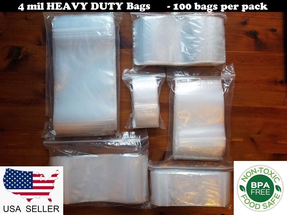 Clear Reclosable Zip Seal Bag Plastic 4 Mil Lock Bags Jewelry Zipper Baggie 4Mil