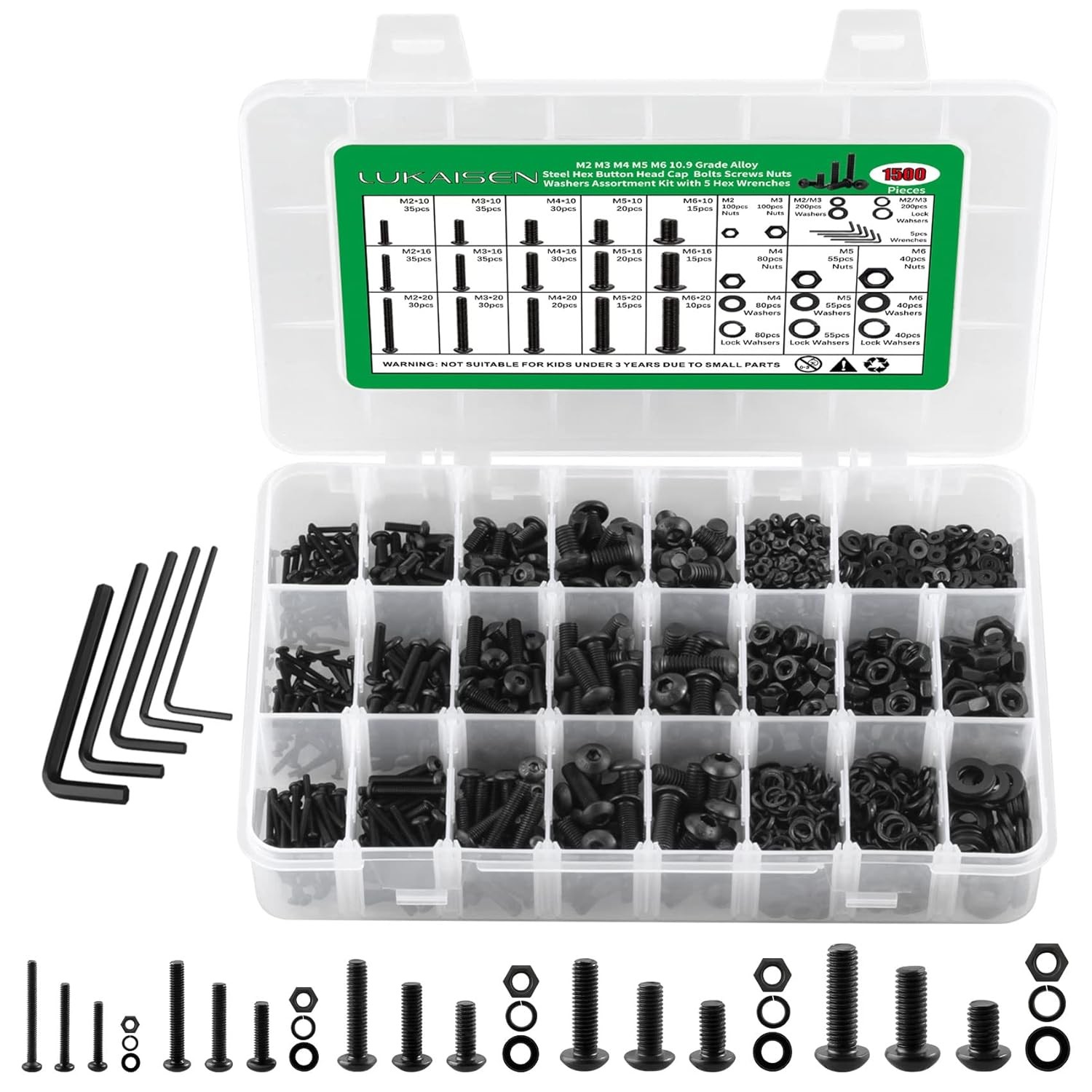 820PCS M2 M3 M4 Screws Nuts Set Stainless Steel Hex Bolt Assortment Kit w/Wrench