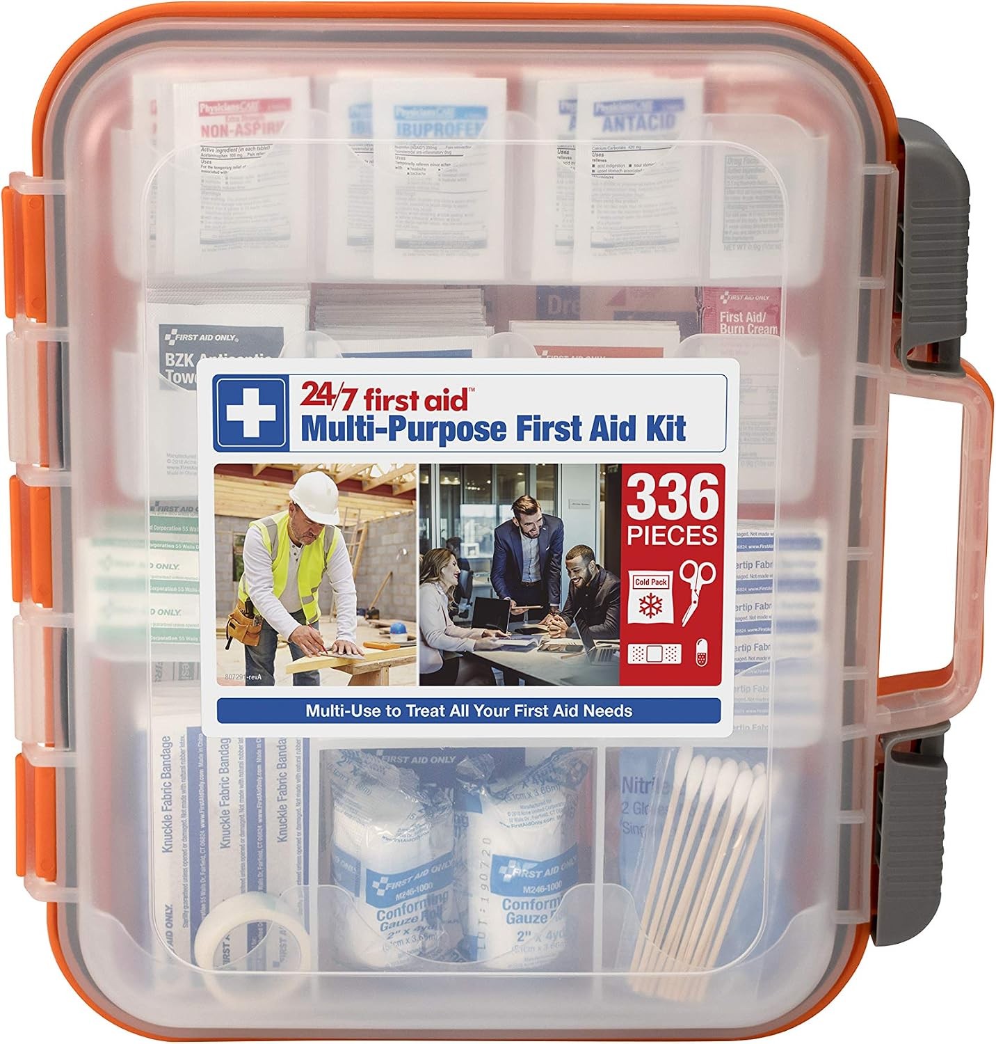 OSHA Compliant 336-Pc First Aid Kit for 100 People, Home/Office/Car