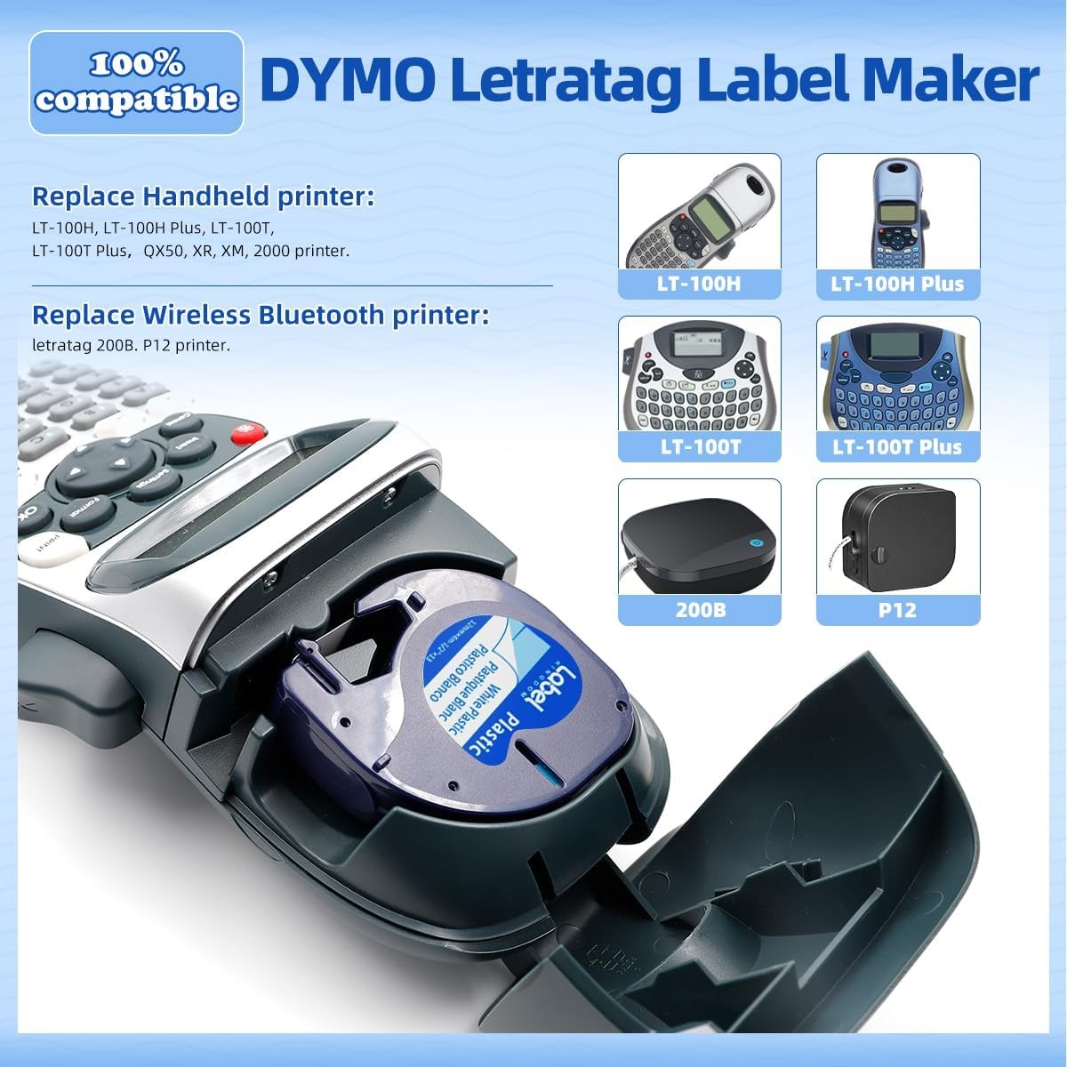 20X Dymo LetraTag Refills White Plastic 91331 for LetraTag Label Maker LT-100H
