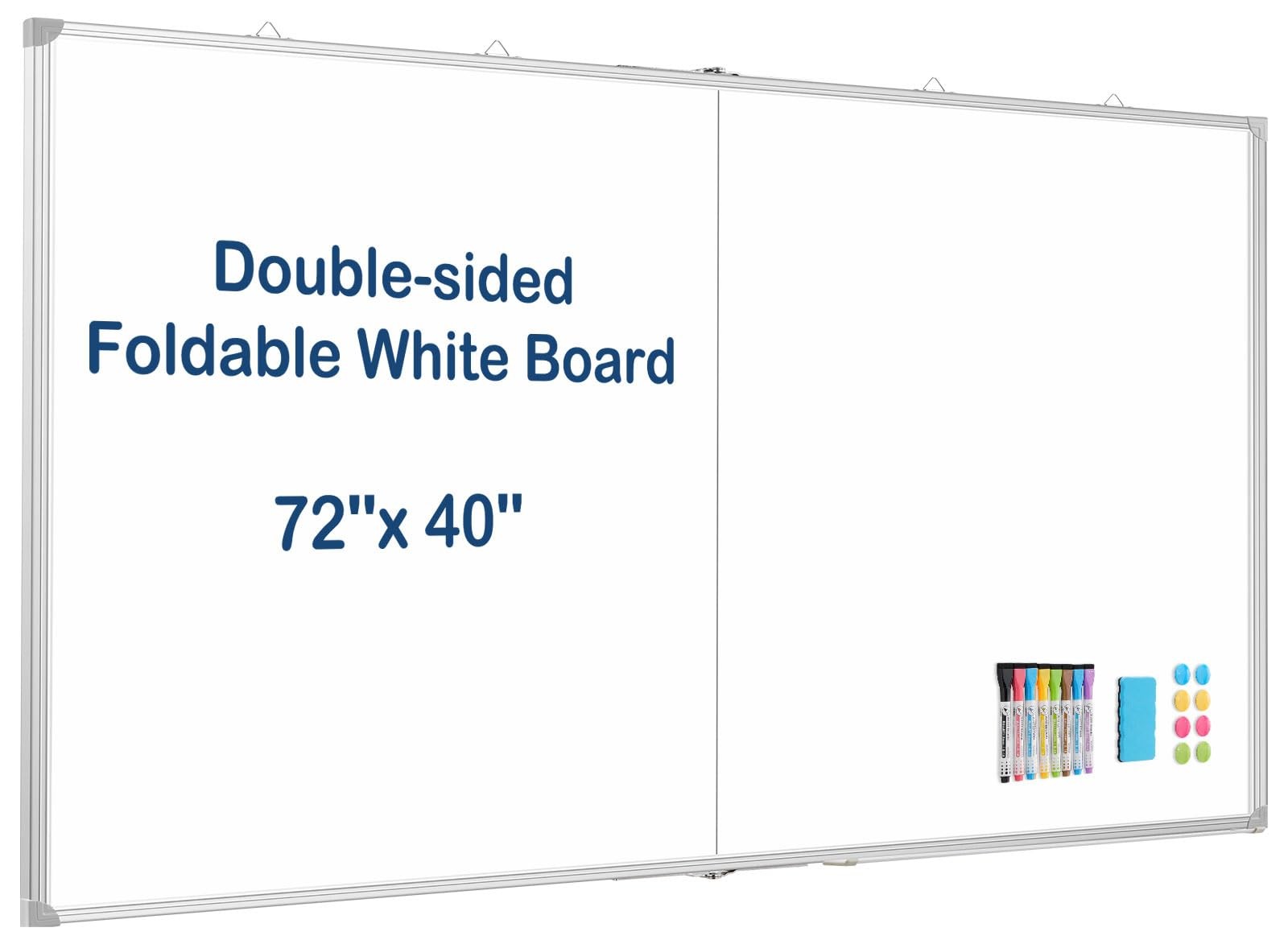 Double-Sided White Board Dry Erase Magnetic Whiteboard Wall 72×40 Foldable
