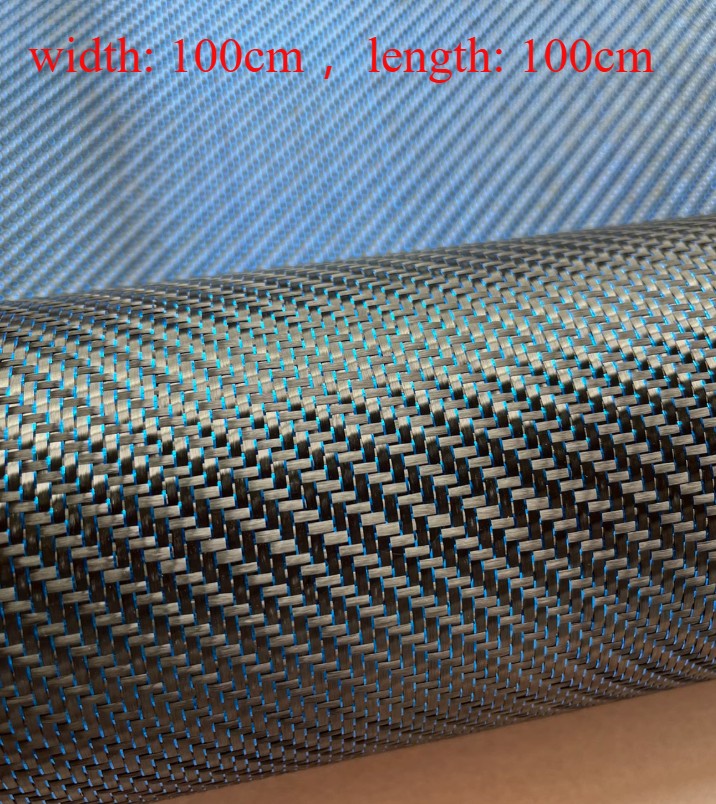 3K Carbon Fiber Blue Metallic Reflection Mixed Twill Fabric Cloth 100cm * 100cm