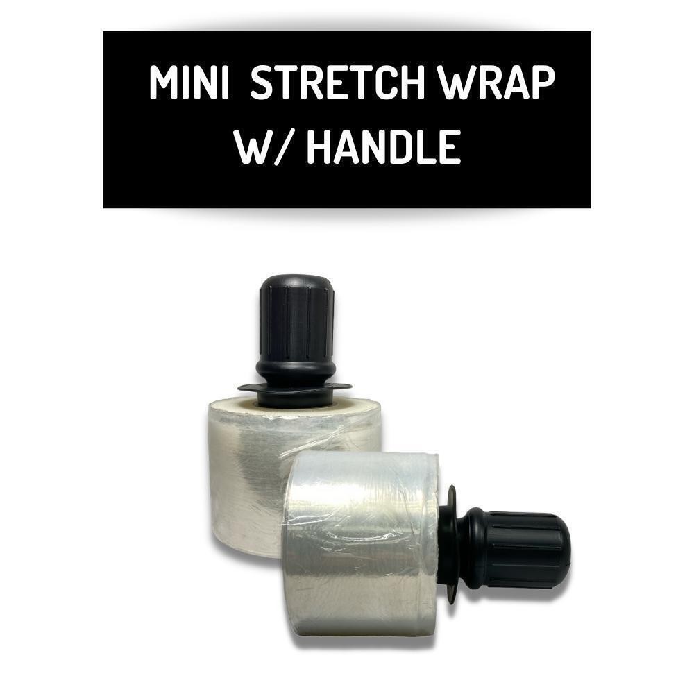 Stretch Hand Wrap w Black Spinning Handle Extended Core Shrink Film Clear