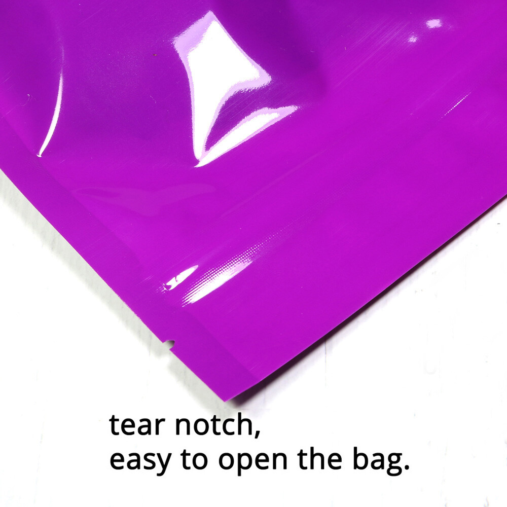 5.5×7.75in Glossy Purple Mylar Round Window Stand up Zip Lock Bag w/ Machine
