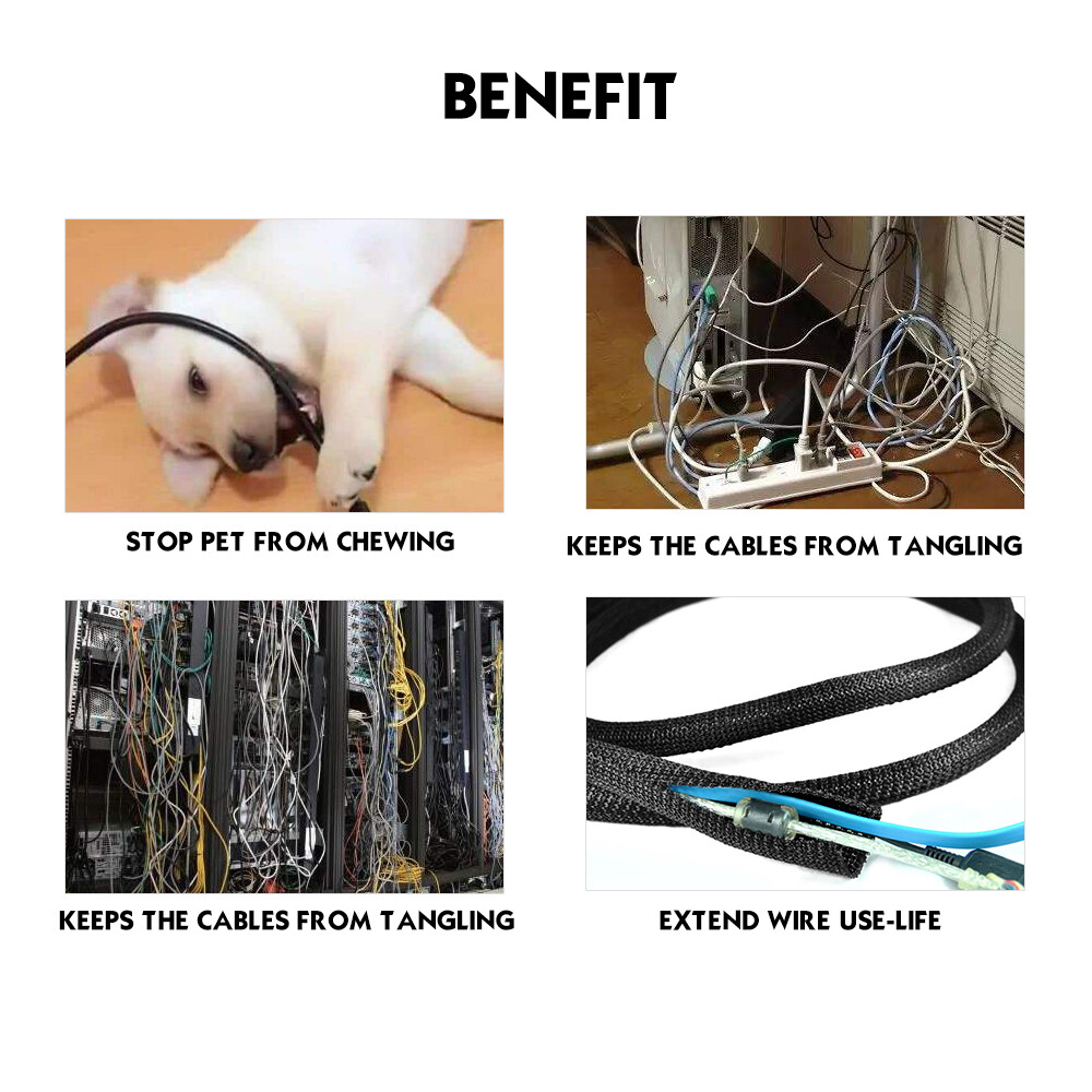 Cable Protectors Resist High Temp Self-Closed Split Braided Wire Sleeving Tube