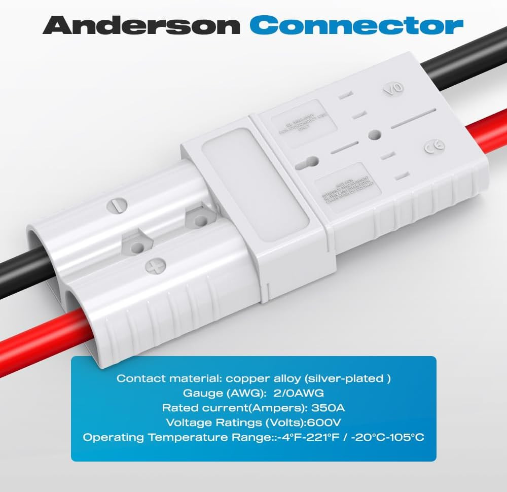 350A Anderson Style Battery Connector 2/0AWG 600V Quick Disconnect 2 Pack