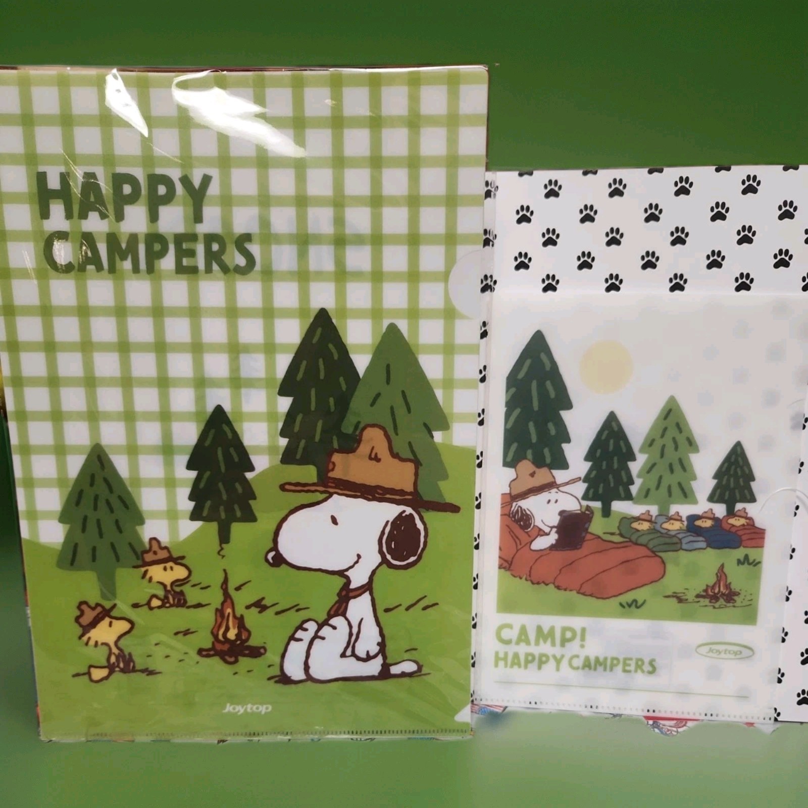 Peanuts Snoopy Beagle Scout 2 Plastic Pocket Folder Set Lg 12×8.5 Small 8.75×6.5