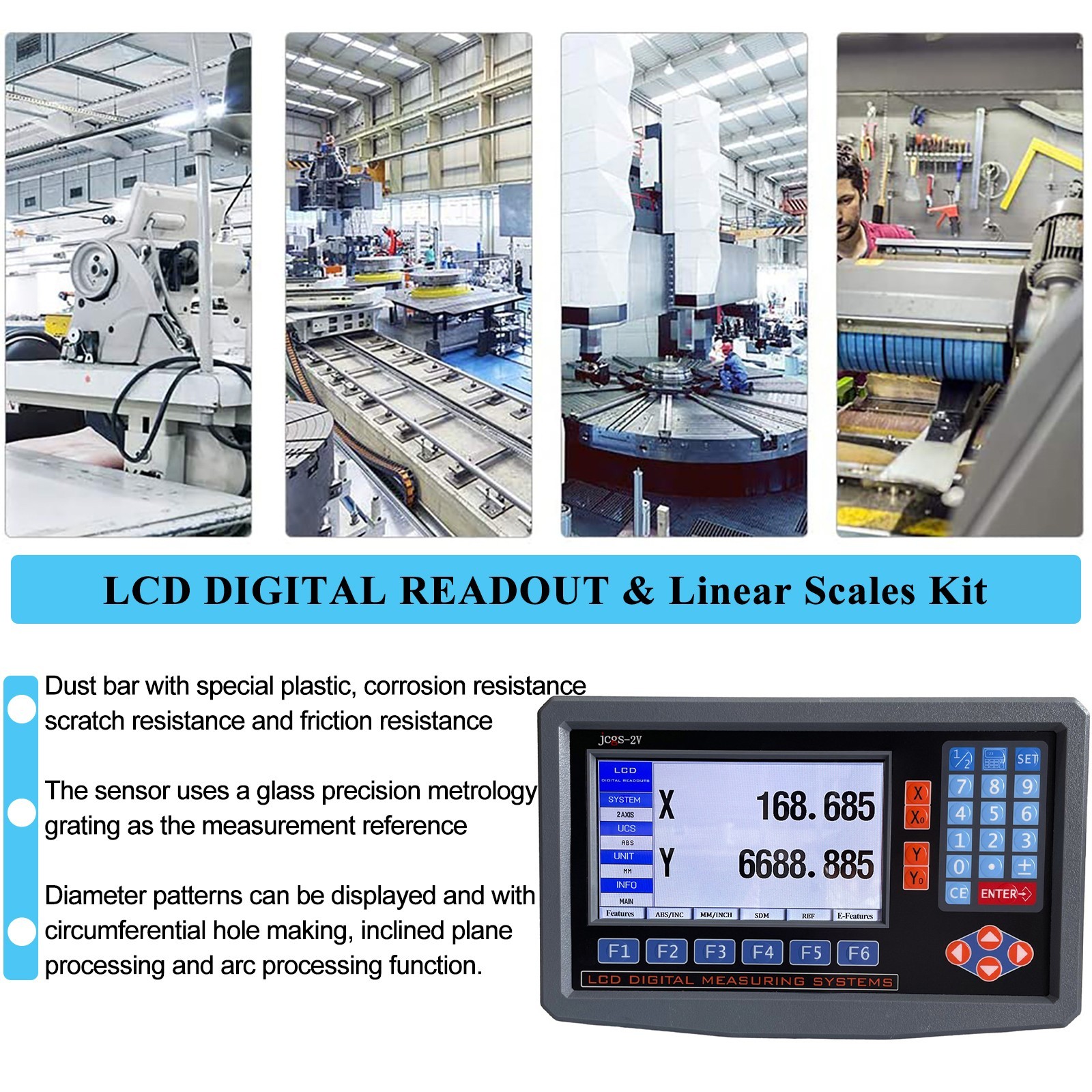 LCD Digital Readout with Precision Linear Scale for Milling Lathe Machine 2 Axis