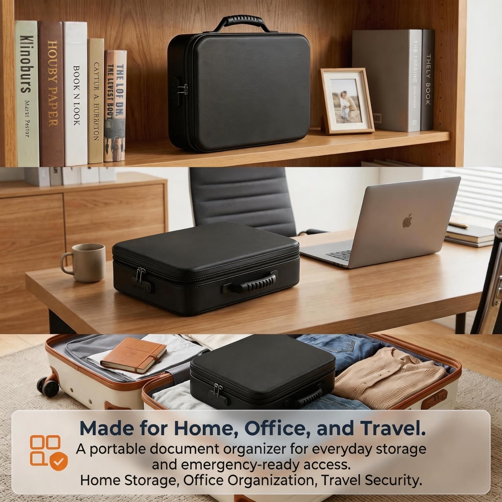 Fireproof Soft-Shell Document Box W/ Lock Water-Resistant File Organizer 1PC