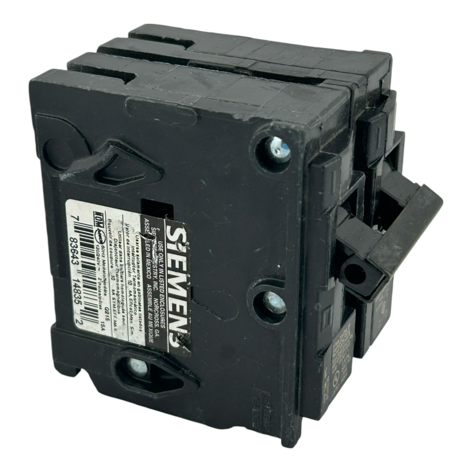 USED Siemens Q215 15 Amp 120/240 Volts 2 Pole Thermal Magnetic Circuit Breaker