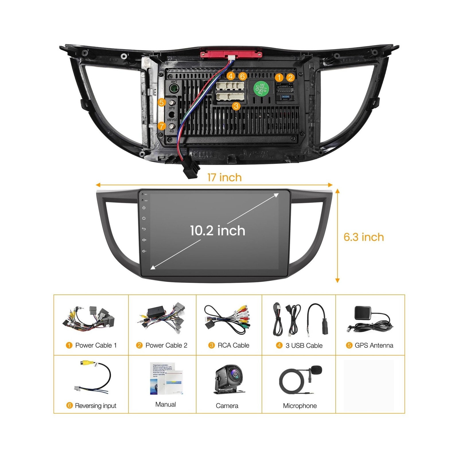 8 Core 6GB+128GB Car Radio for Honda CRV 2012-2016,10.2 Inch QLED Touch Scree…