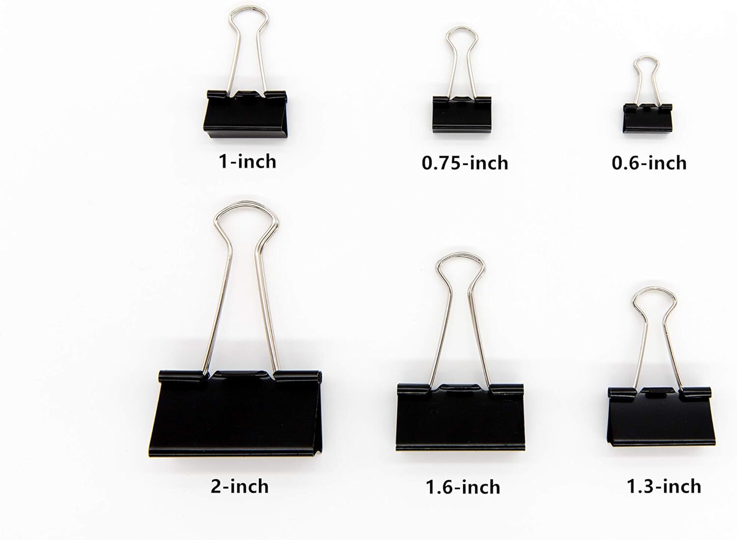 DSTELIN Binder Clips Paper Clamps Assorted Sizes 100 Count (Black), X Large, Lar