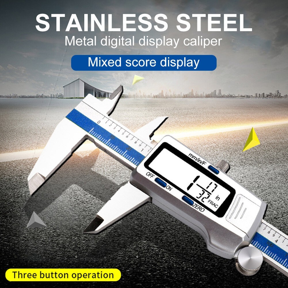 Digital Display Vernier Caliper 150mm Fraction/MM/Inch Caliper Stainless Steel