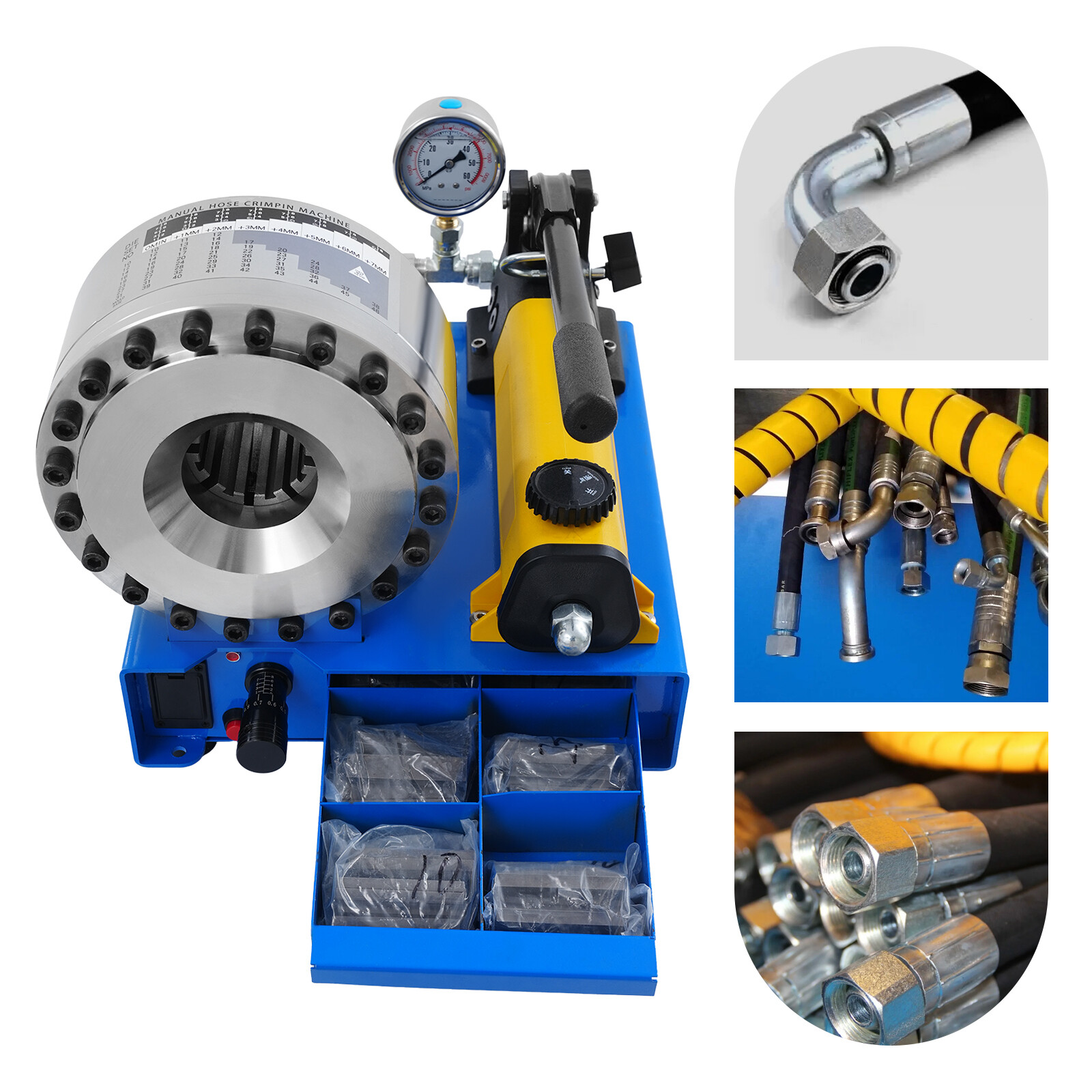 Manual Hydraulic Hose Crimper Pipe Clamping Machine With 8 Sets Dies 10mm-31mm