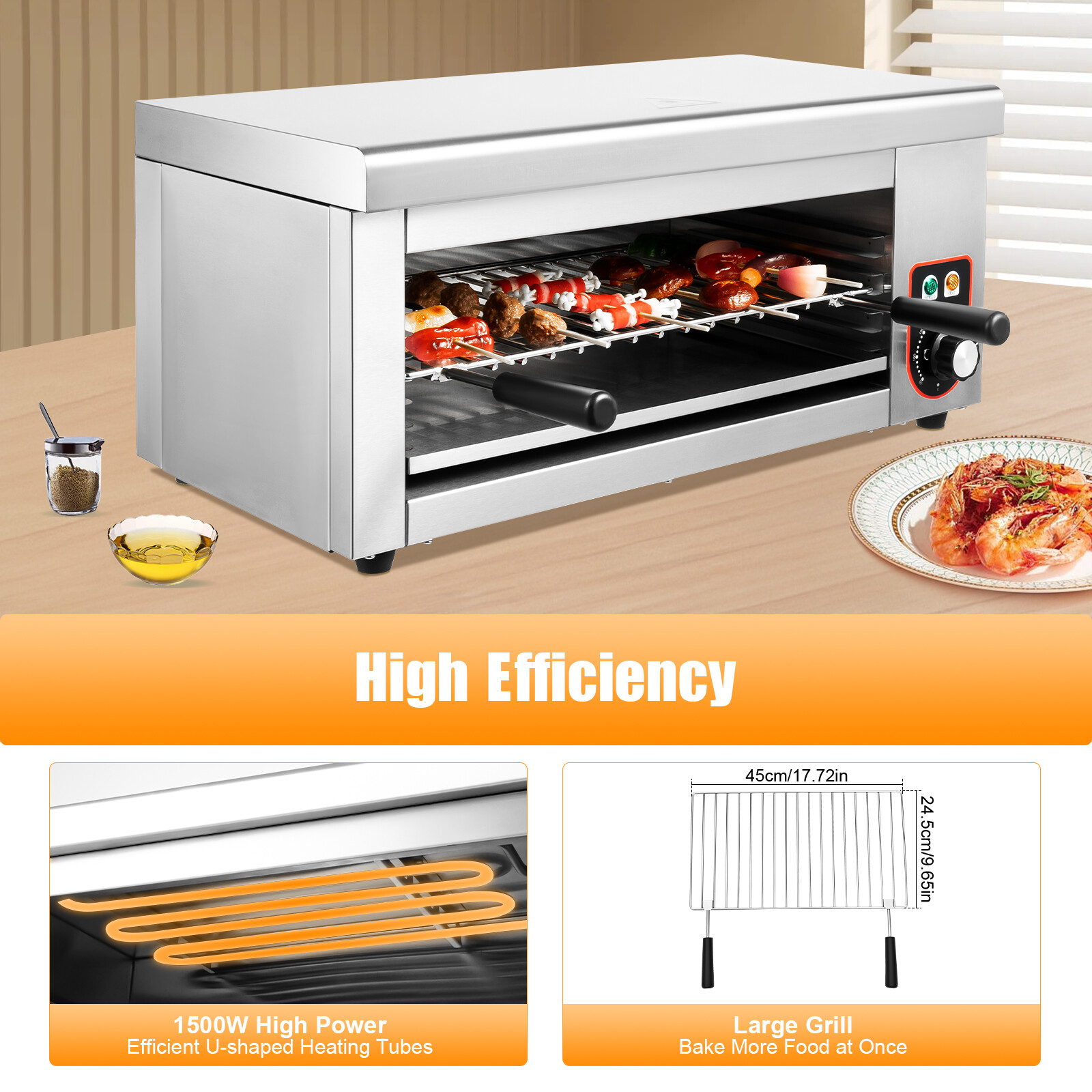 Electric Cheese Melter Salamander Broiler BBQ Gril Countertop Cheese Melting US