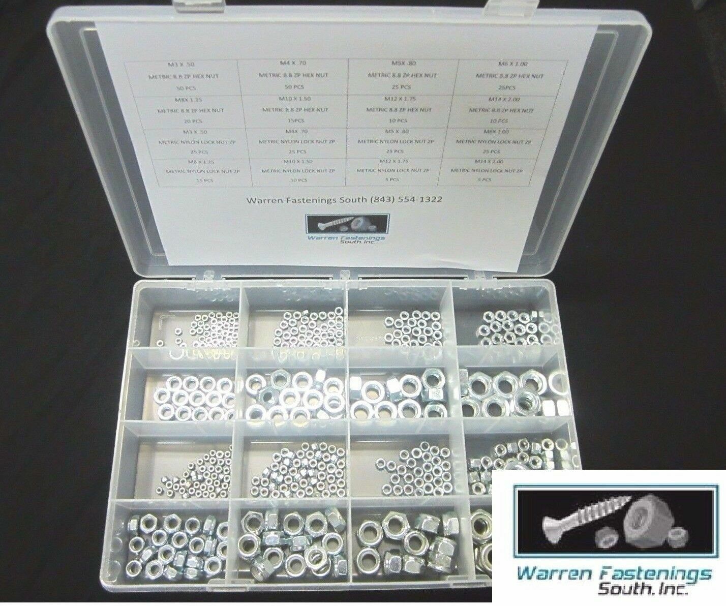 340 Piece 8.8 Metric Nut And Nylon Lock Nut Assortment M3-M10