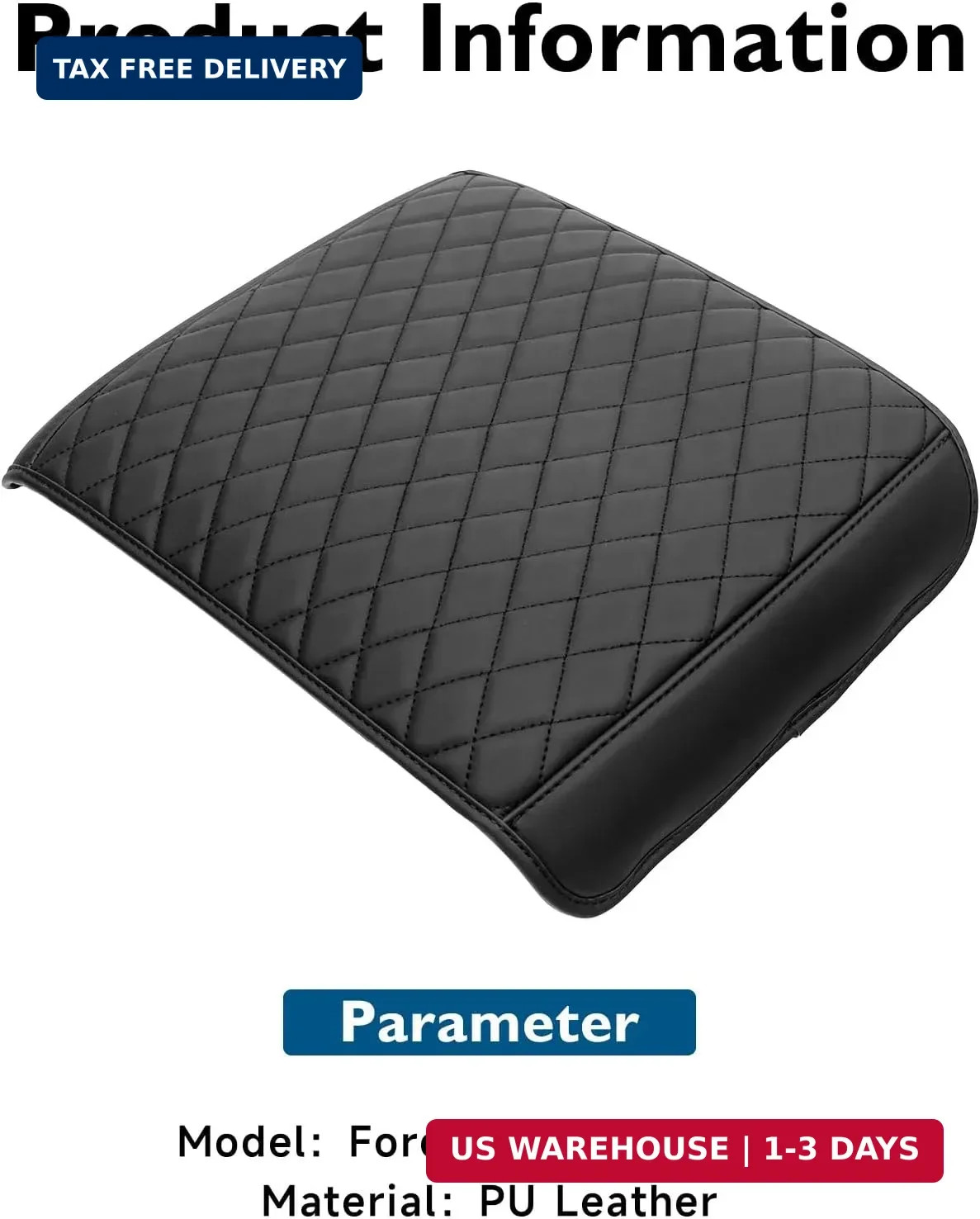 Leather Center Console Cover for 2021-2026 Ford F150 Armrest Pad Bucket Seat